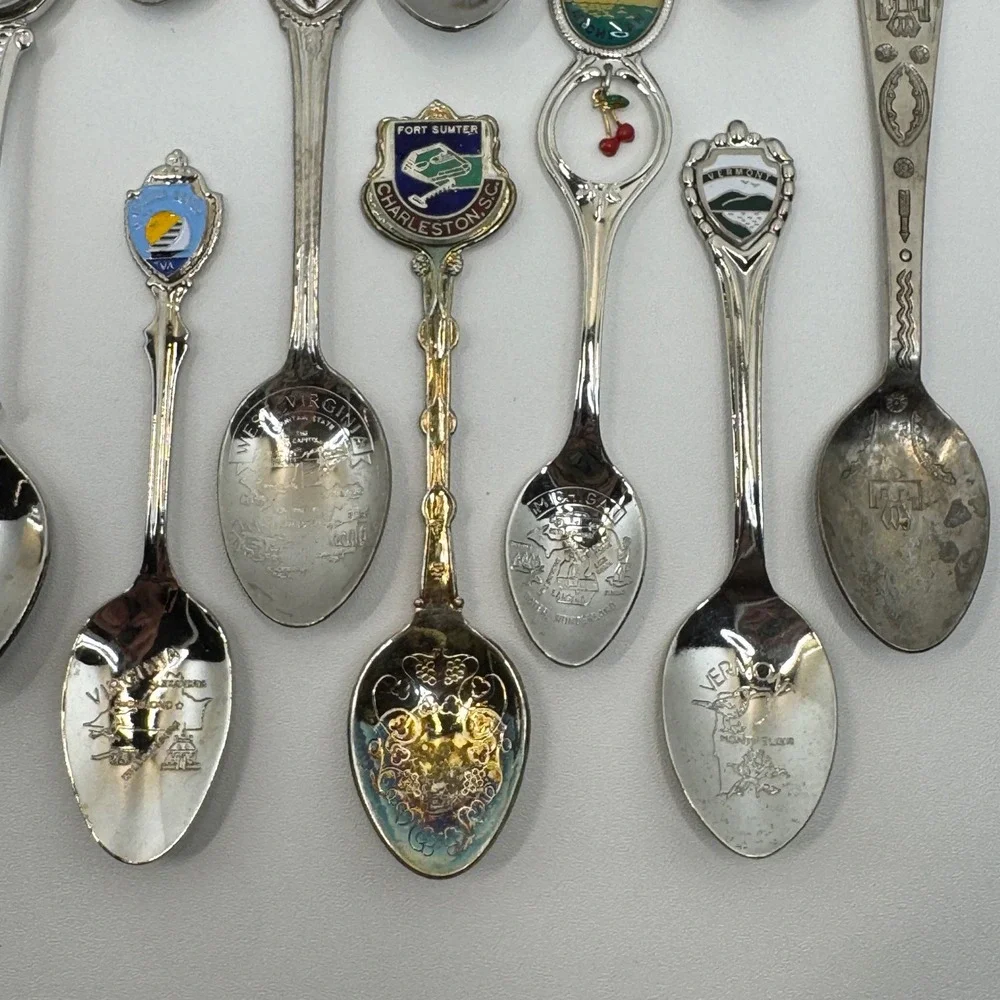Vtg Souvenir Spoon Lot 22 State Landmark Travel USA Silverplate‎ Collectible